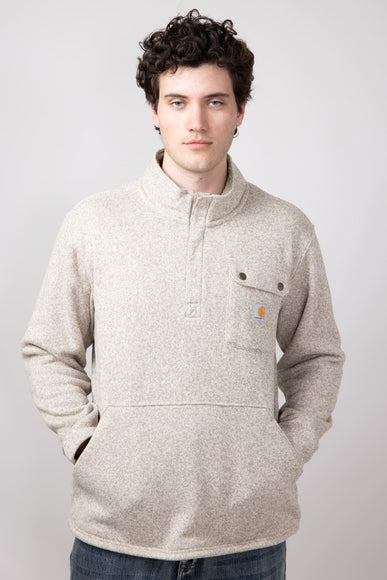 Carhartt Midweight Pocket Fleece Quarter Zip for Men in Oat Milk