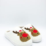 MIA Christmas Reindeer Slippers for Women in Cream