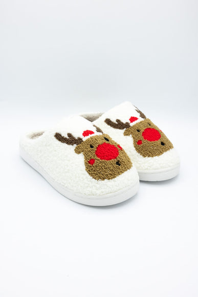 MIA Christmas Reindeer Slippers for Women in Cream