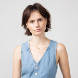 Denim V-Neck Button Down Vest for Women