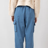 Denim Cargo Joggers for Women in Indigo