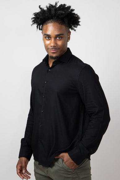 Denim & Flower Stretch Solid Shirt for Men in Black