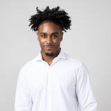 Denim & Flower Stretch Solid Shirt for Men in White