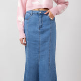 Denim Mermaid Maxi Skirt for Women