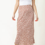 Ditsy Floral Midi Skirt for Women in Brown