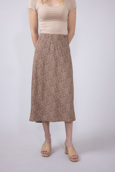 Ditsy Floral Midi Skirt for Women in Mocha