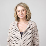 Elan Open Knit Front Zip Cardigan for Women in Stone 