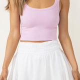 Elastic Waist Mini Skirt for Women in White