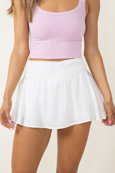 Elastic Waist Mini Skirt for Women in White