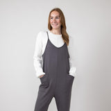 French Terry Onesie Jumpsuit for Women in Charcoal