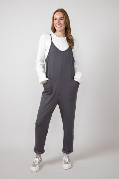 French Terry Onesie Jumpsuit for Women in Charcoal