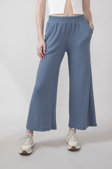 Thermal Wide Leg Pants for Women in Blue Slate