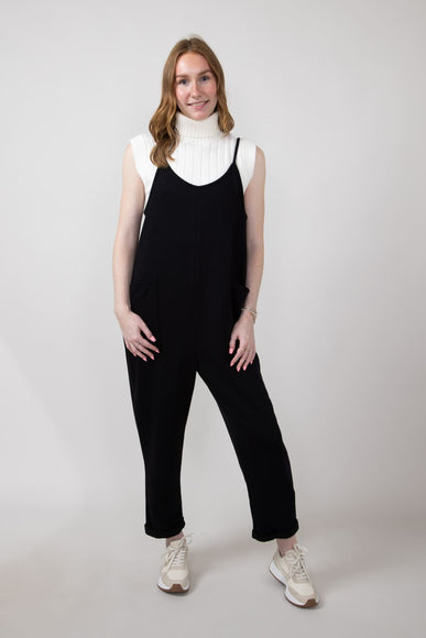  French Terry Onesie Jumpsuit for Women in Black 