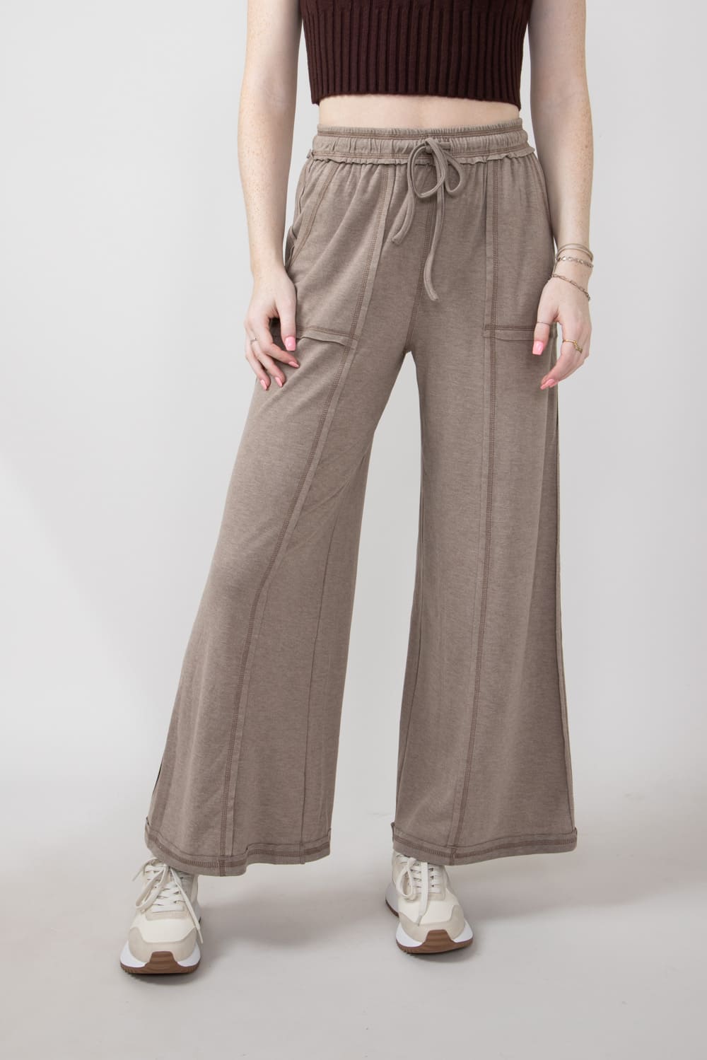 Wide Leg Soft Lounge Pants for Women in Mocha FP3291 MOCHA Glik s