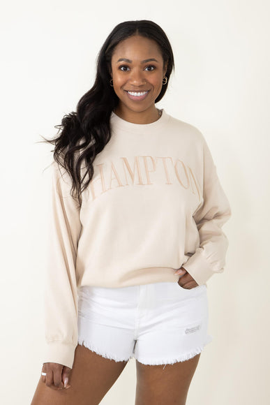 Hampton Embroidery Sweatshirt for Women in Cream