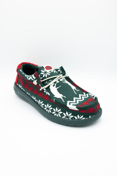 HEYDUDE Men’s Wally Holiday Cheers Shoes in Ugly Sweater Green