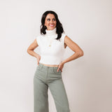 Hidden Nori High Rise Wide Leg Cropped Jeans for Women in Green