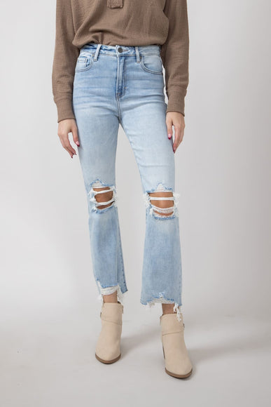 Hidden Happi Distressed Knee Crop Flare Jeans for Women