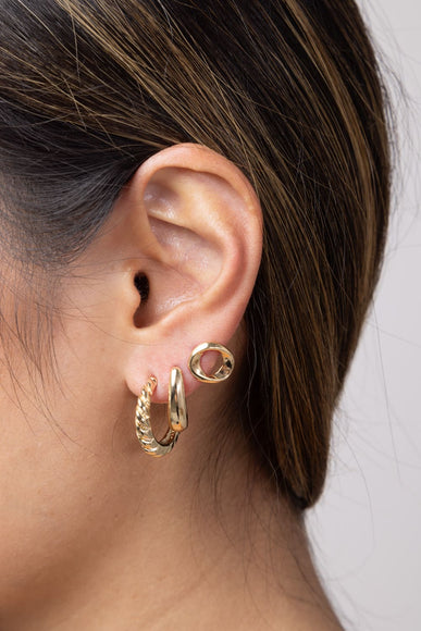 Hoop And Stud Earrings Set for Women in Gold