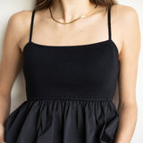 Ruffle Flare Hem Cami Tank Top for Women in Black