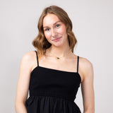 Ruffle Flare Hem Cami Tank Top for Women in Black