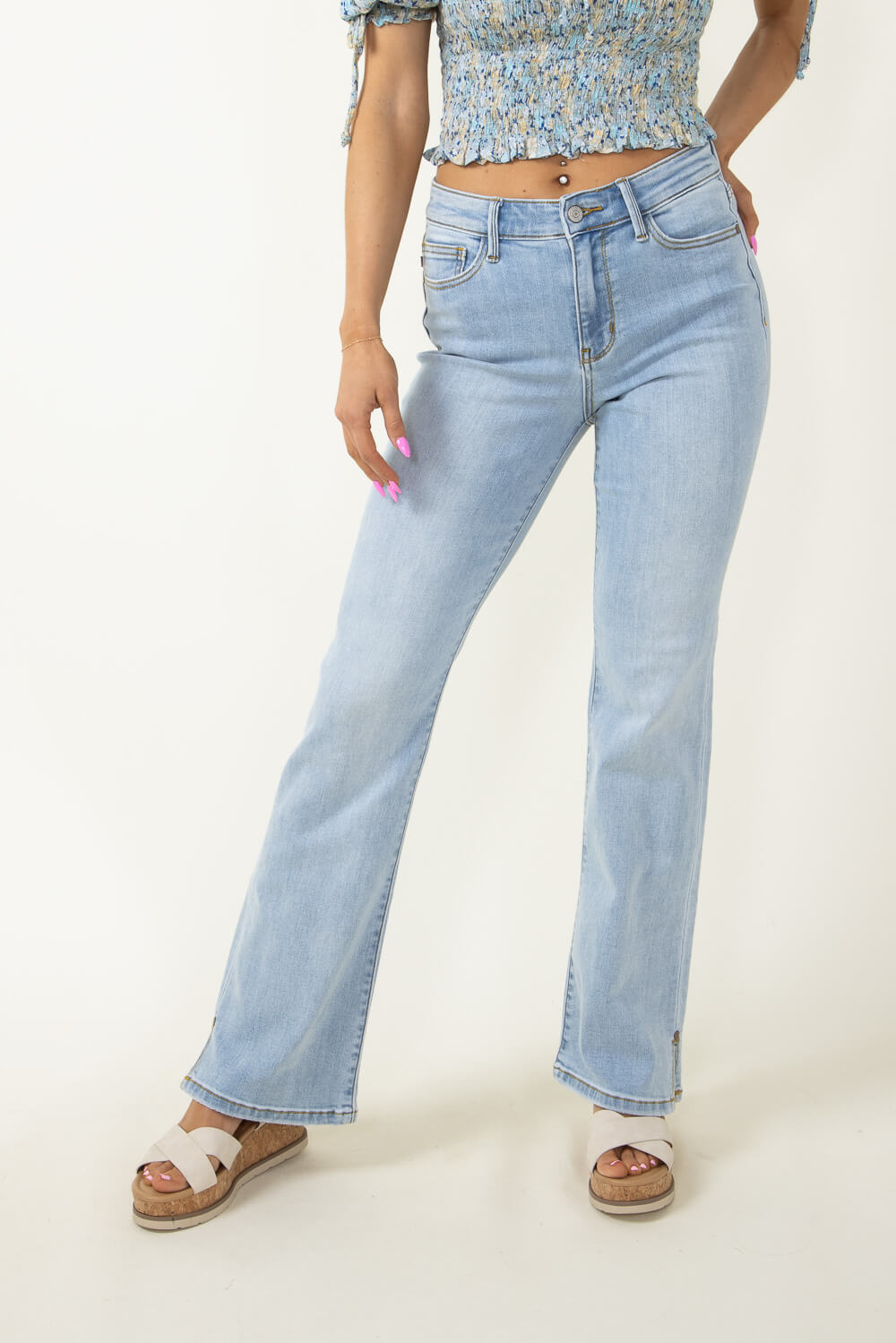 Judy Blue Slit Hem Bootcut Jeans for Women