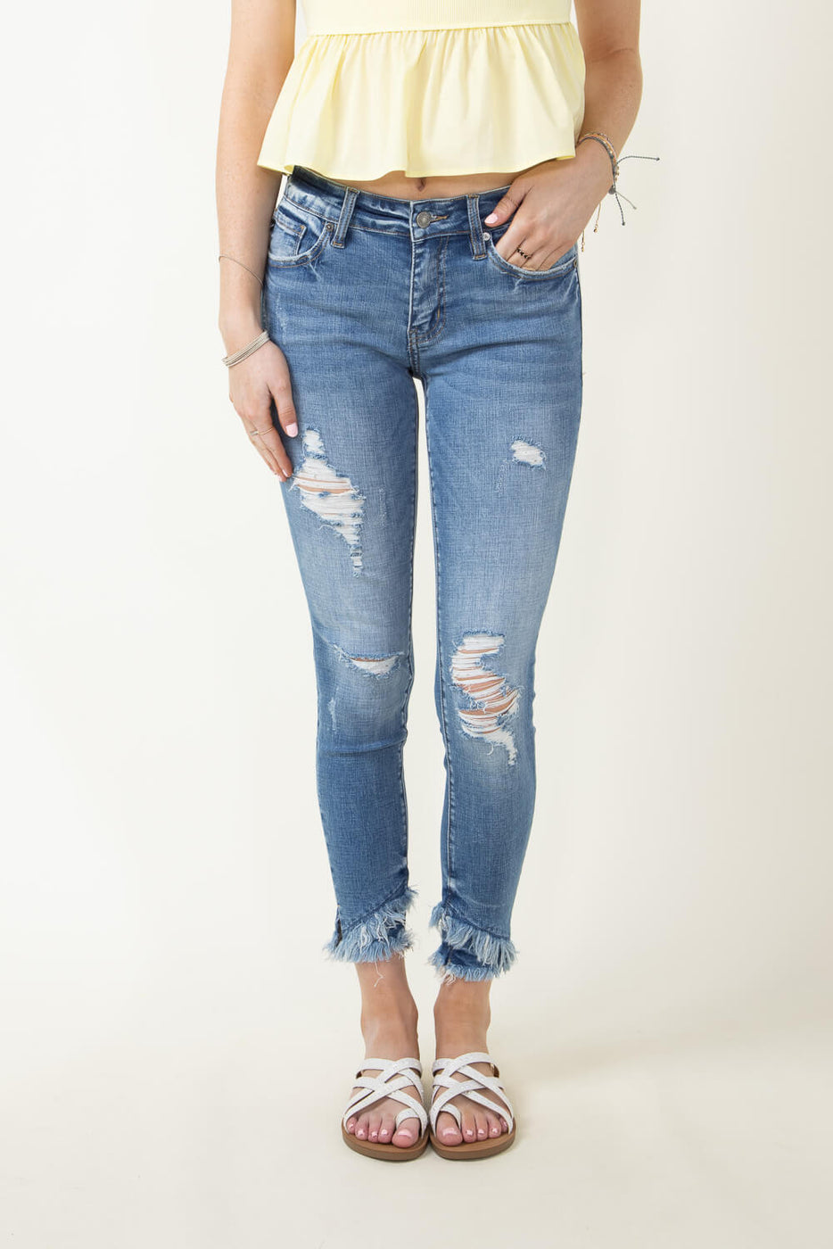 Carrie shops distressed girlfriend jean