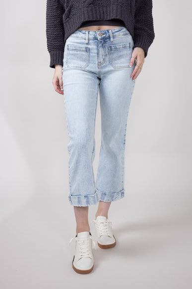 KanCan Mid Rise Cropped Flare Jeans for Women