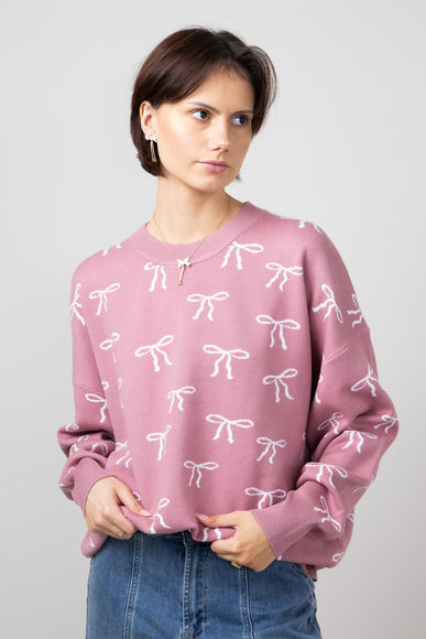 Bow Sweater for Women in Pink