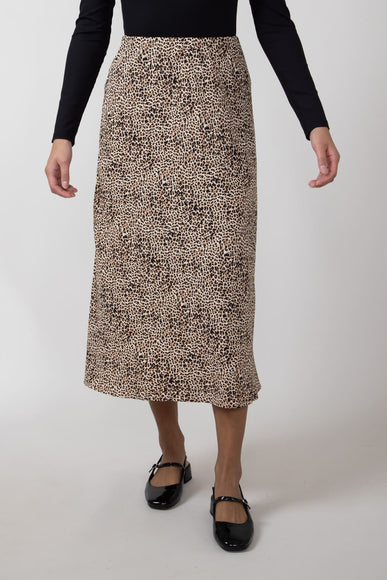 Leopard Print Midi Skirt for Women in Brown