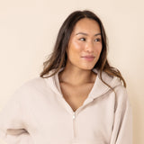 1897 Active Half Zip Fleece Hoodie for Women in Beige