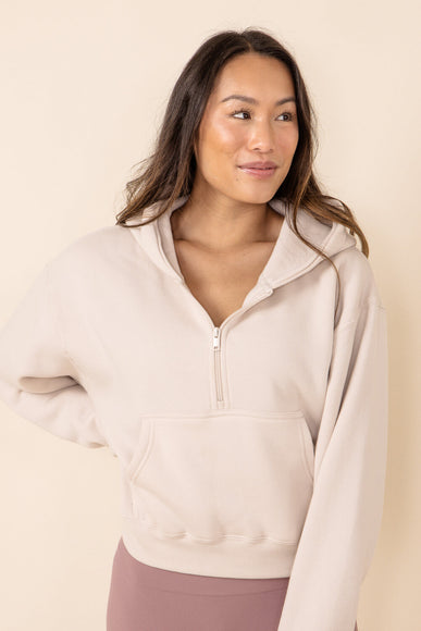 1897 Active Half Zip Fleece Hoodie for Women in Beige