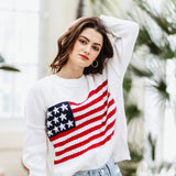 Miracle Knit American Flag Sweater for Women in White