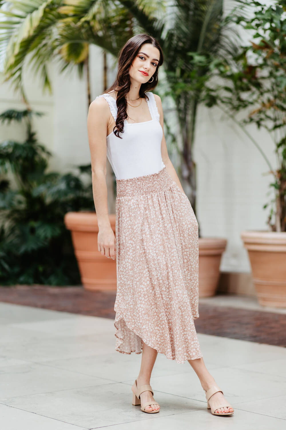 Dusty pink midi skirt best sale