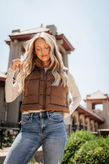 Espresso Cropped Puffer vest