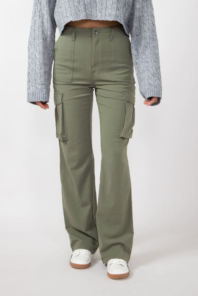 Love Tree Straight Cargo Pants for Women in Olive