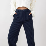 Love Tree Striped Pants for Women in Navy