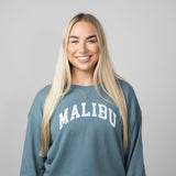 C & C California Millie Malibu Beach Terry Crewneck Pullover for Women in Goblin Blue 