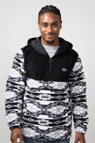 Aztec Color Block Hooded Pullover for Men in Charcoal 