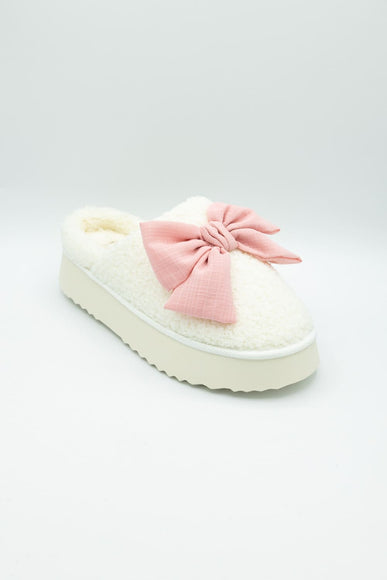 MIA Platform Bow Slippers for Women in Blush