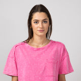 Mineral Wash Knit T-Shirt for Women in Pink