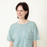 Mineral Wash Knit T-Shirt for Women in Sage