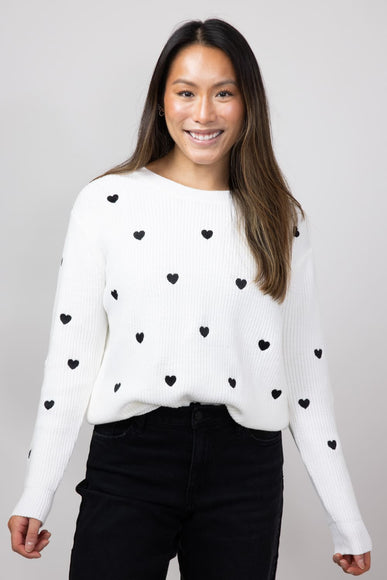 Miracle Heart Sweater for Women in Ivory Black