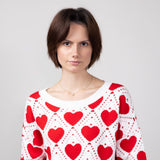 Miracle Kirigami Heart Sweater for Women in Ivory Red