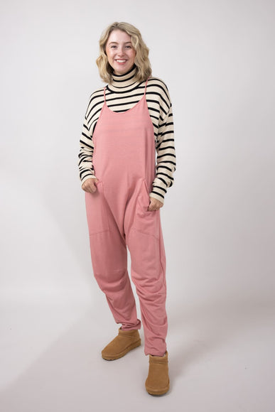 Outer Pocket Onesie for Women in Dark Blush