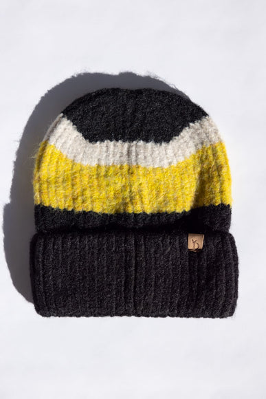 Multi Stripe Knit Beanie for Women in Black