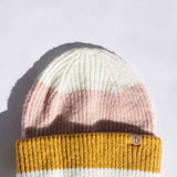 Multi Stripe Knit Beanie for Women in Ivory