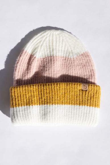 Multi Stripe Knit Beanie for Women in Ivory