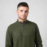 North River 4 Button Mock Neck Twisted Yarn Sweater for Men in Olive