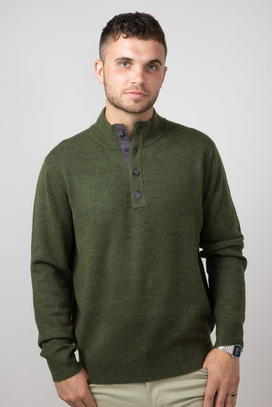 North River 4 Button Mock Neck Twisted Yarn Sweater for Men in Olive